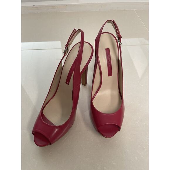 Zara Woman Open Toe Pump Size 10 Color Fuscia - Picture 9 of 9